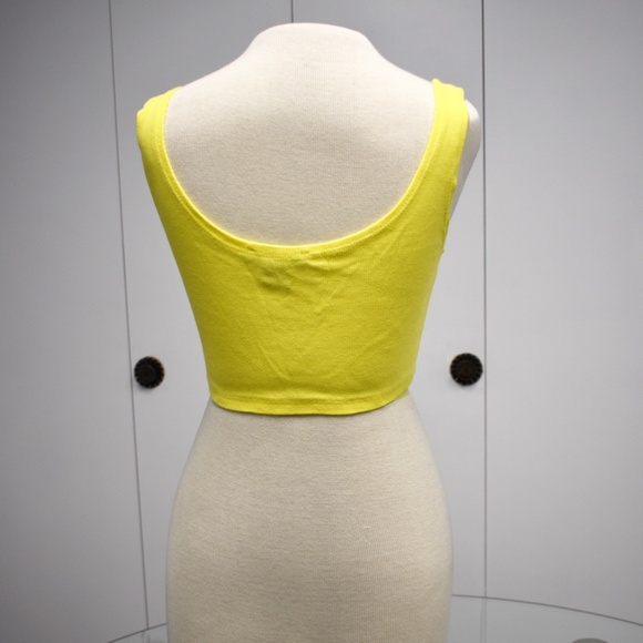 REVAMPED: Yellow Lace-Up Crop Top - Picture 4 of 5